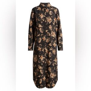 Nordstrom long sleeved satin midi shirt dress